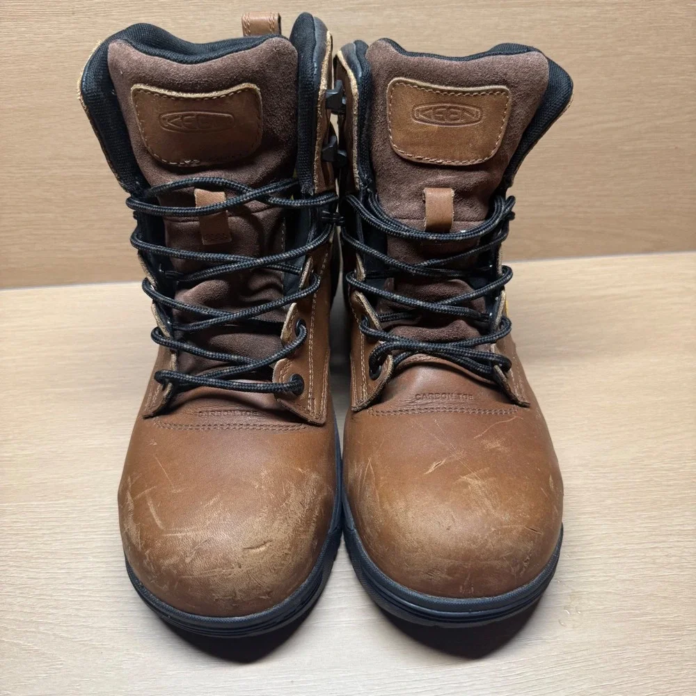 Keen Utility Men 10D Lansing Mid Carbon Fiber Toe Work Boots Brown Waterproof EH